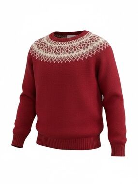 Vintage Pitlochry Shetland Wool Sweater Red Fair Isle Nordic Size 38